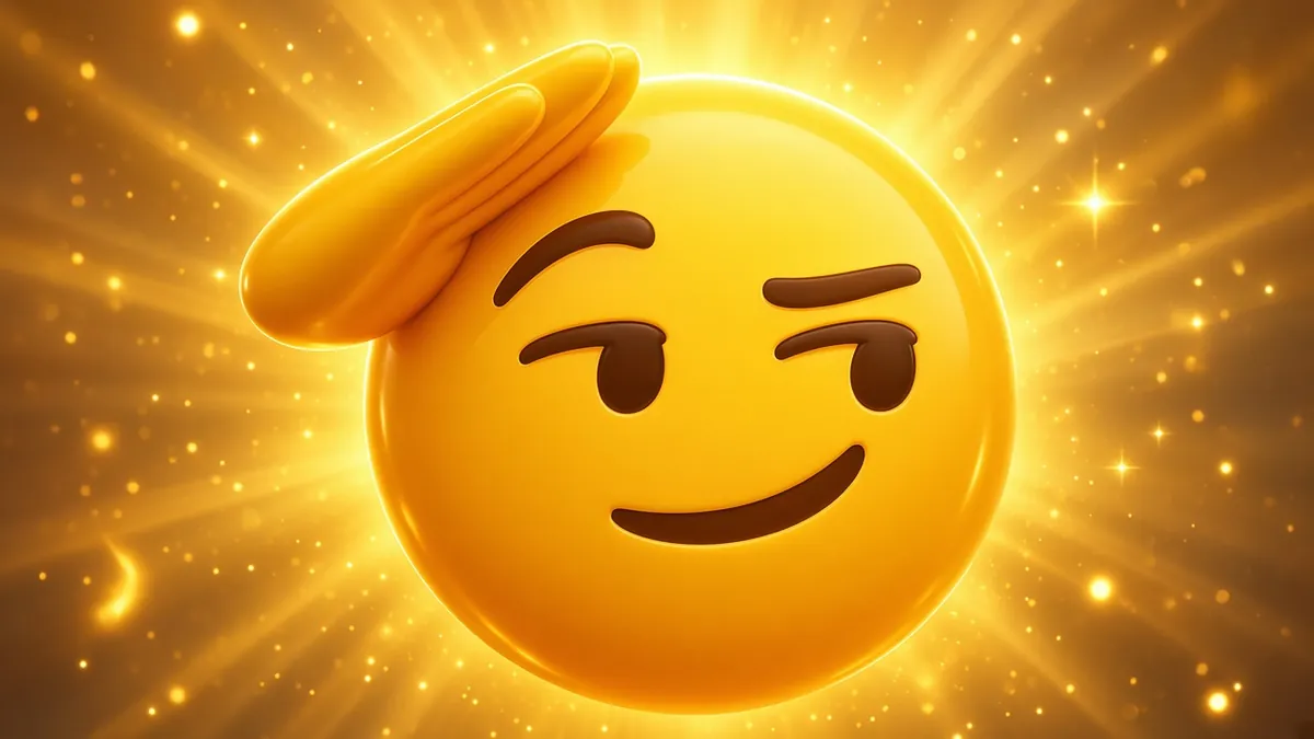 Salute face with golden rays